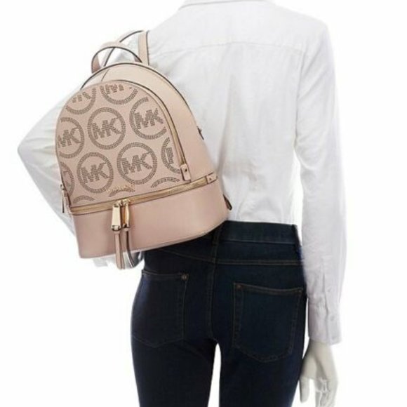 Michael-Kors Rhea Zip Medium Pink Leather Backpack NEW SEALED - Picture 6 of 13